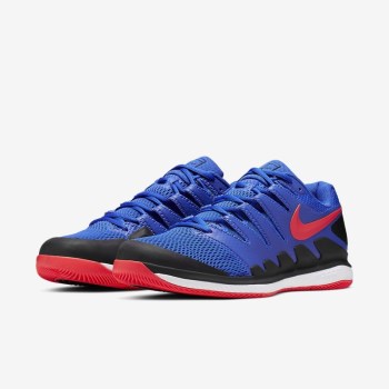 Nike Court Air Zoom Vapor X - Férfi Teniszcipő - Kék/Fekete/Fehér/Világos Piros